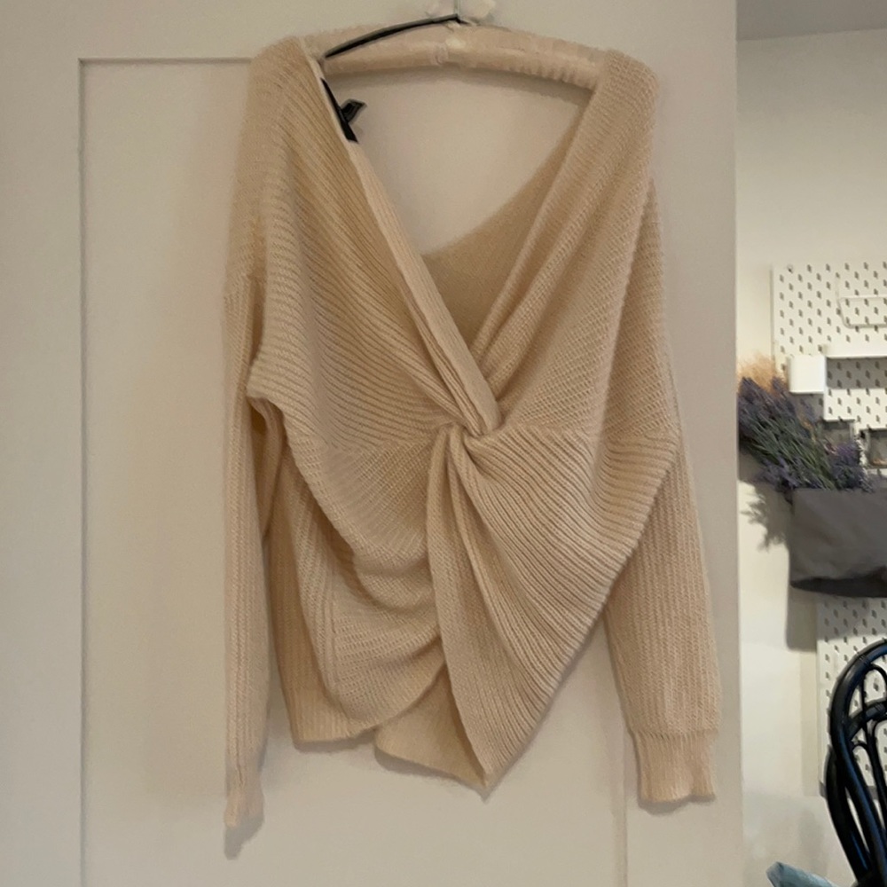 cream twisted back sweater